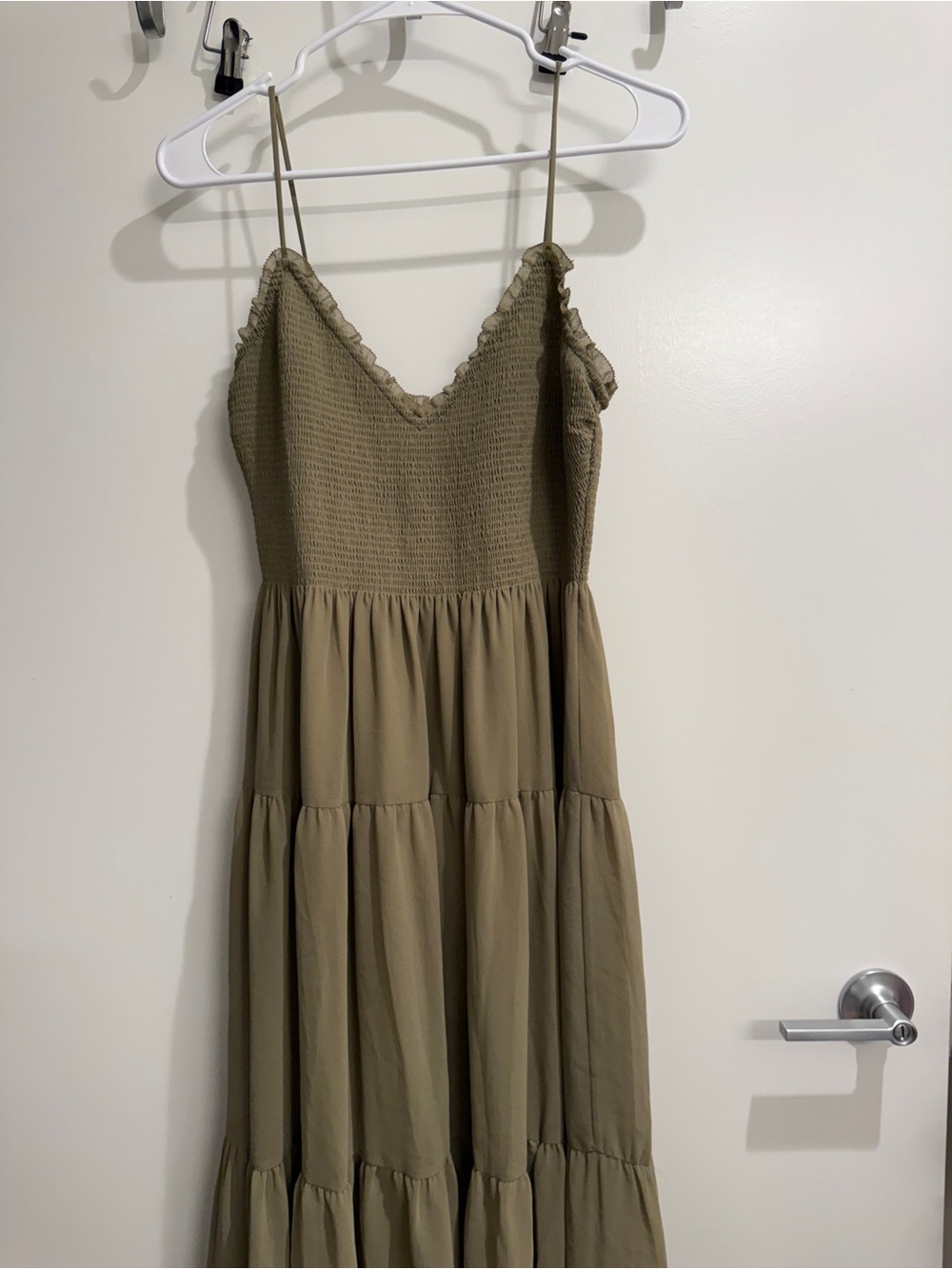 Wilfred Olive Green Smocked Tiered Maxi Dress - Picture 2 of 3